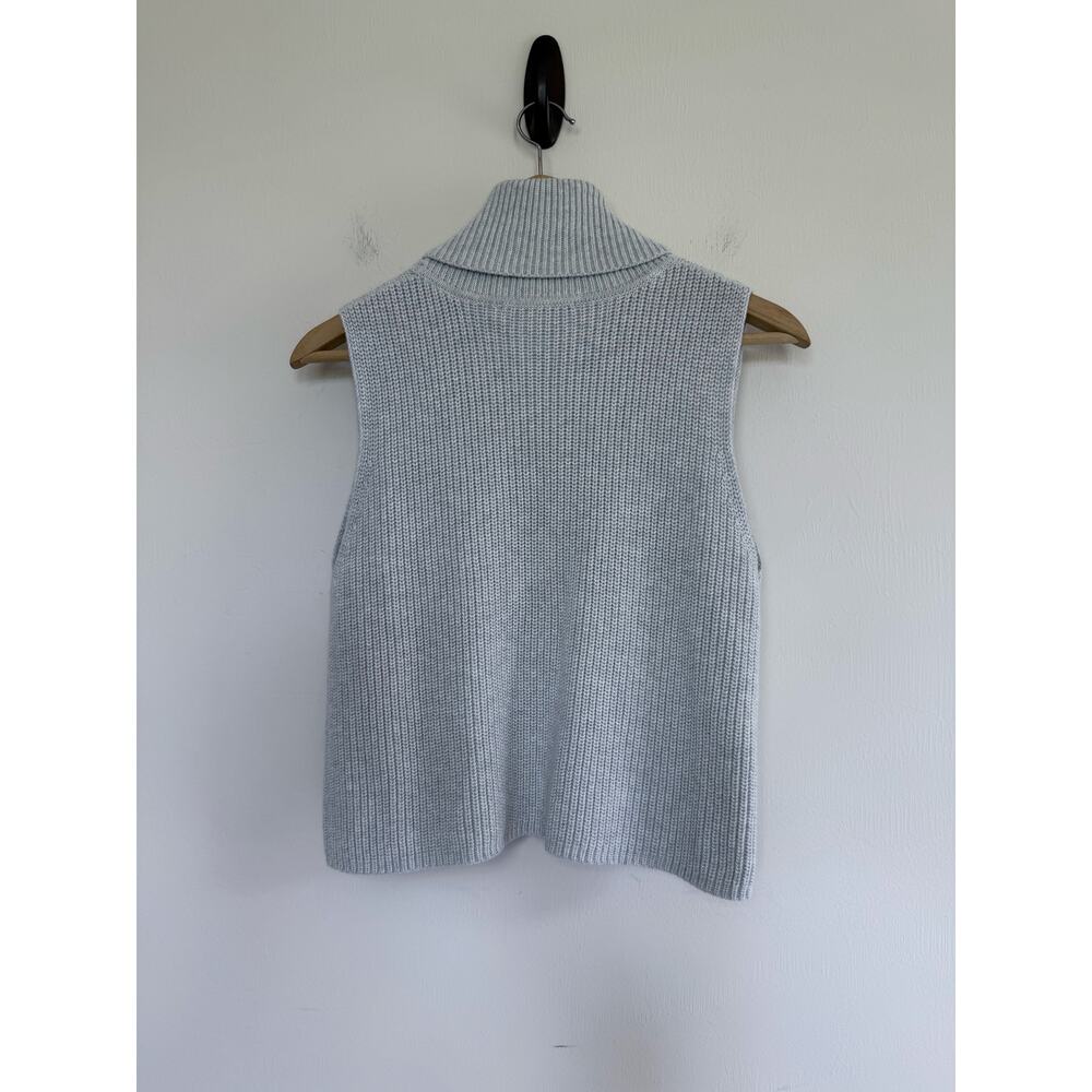 FRENCH CONNECTION gray 100% cotton sleeveless Mozart turtleneck sweater top - Picture 5 of 6